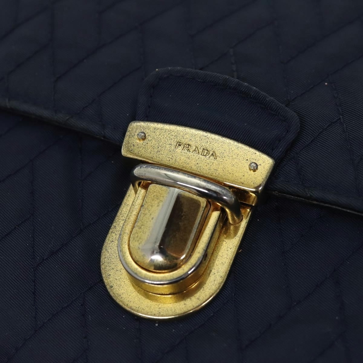 PRADA Chain Shoulder Bag Nylon Navy