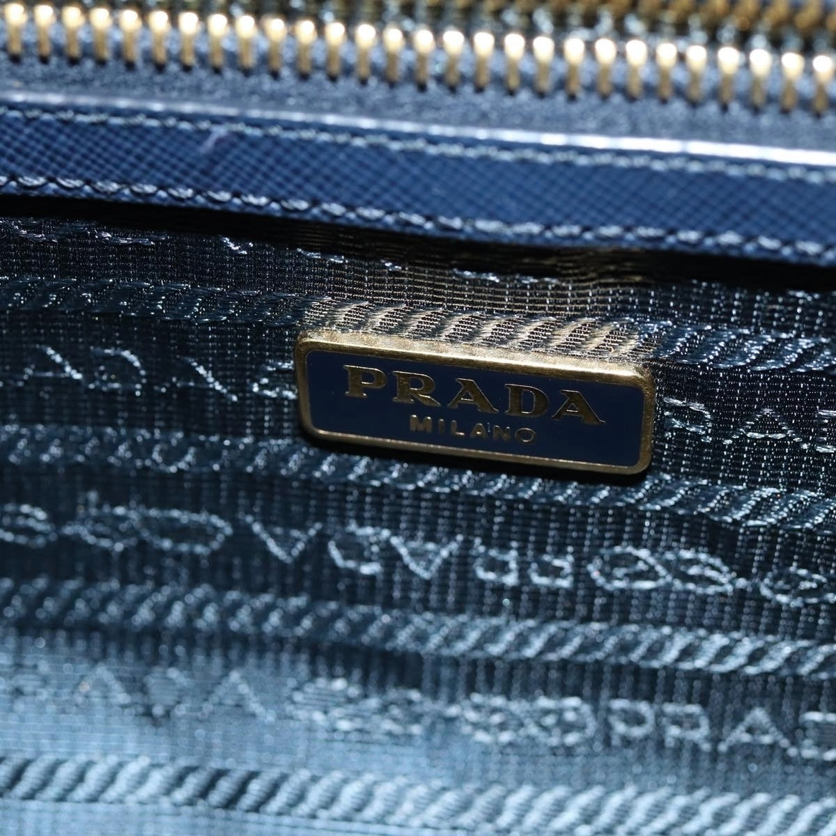 PRADA Chain Shoulder Bag Nylon Navy
