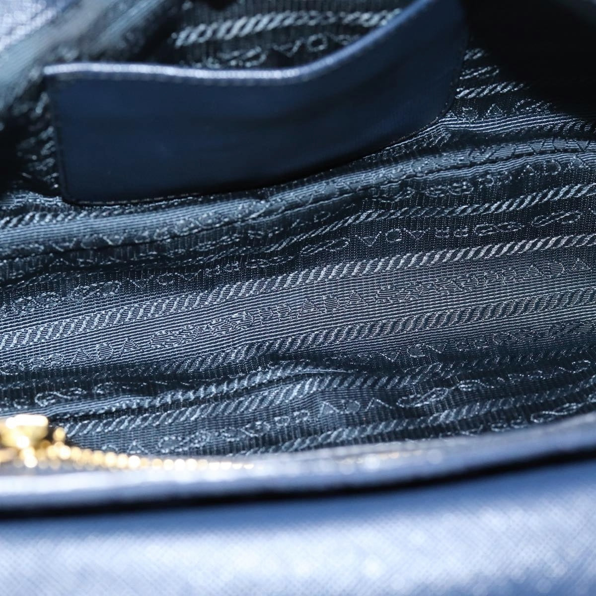 PRADA Chain Shoulder Bag Nylon Navy