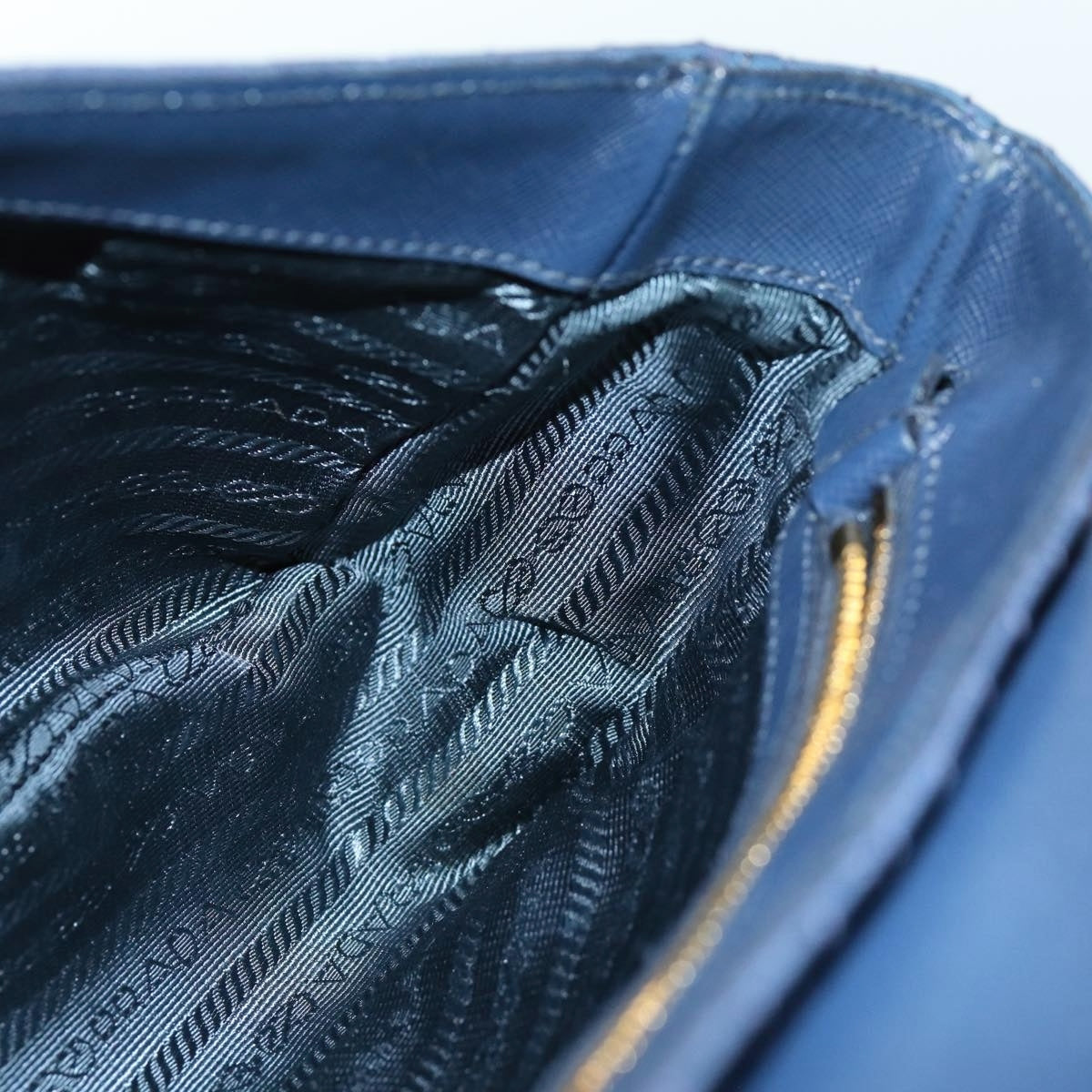 PRADA Chain Shoulder Bag Nylon Navy