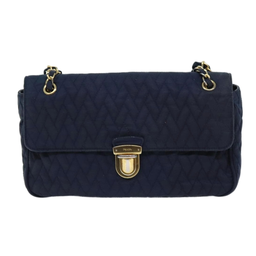 PRADA Chain Shoulder Bag Nylon Navy