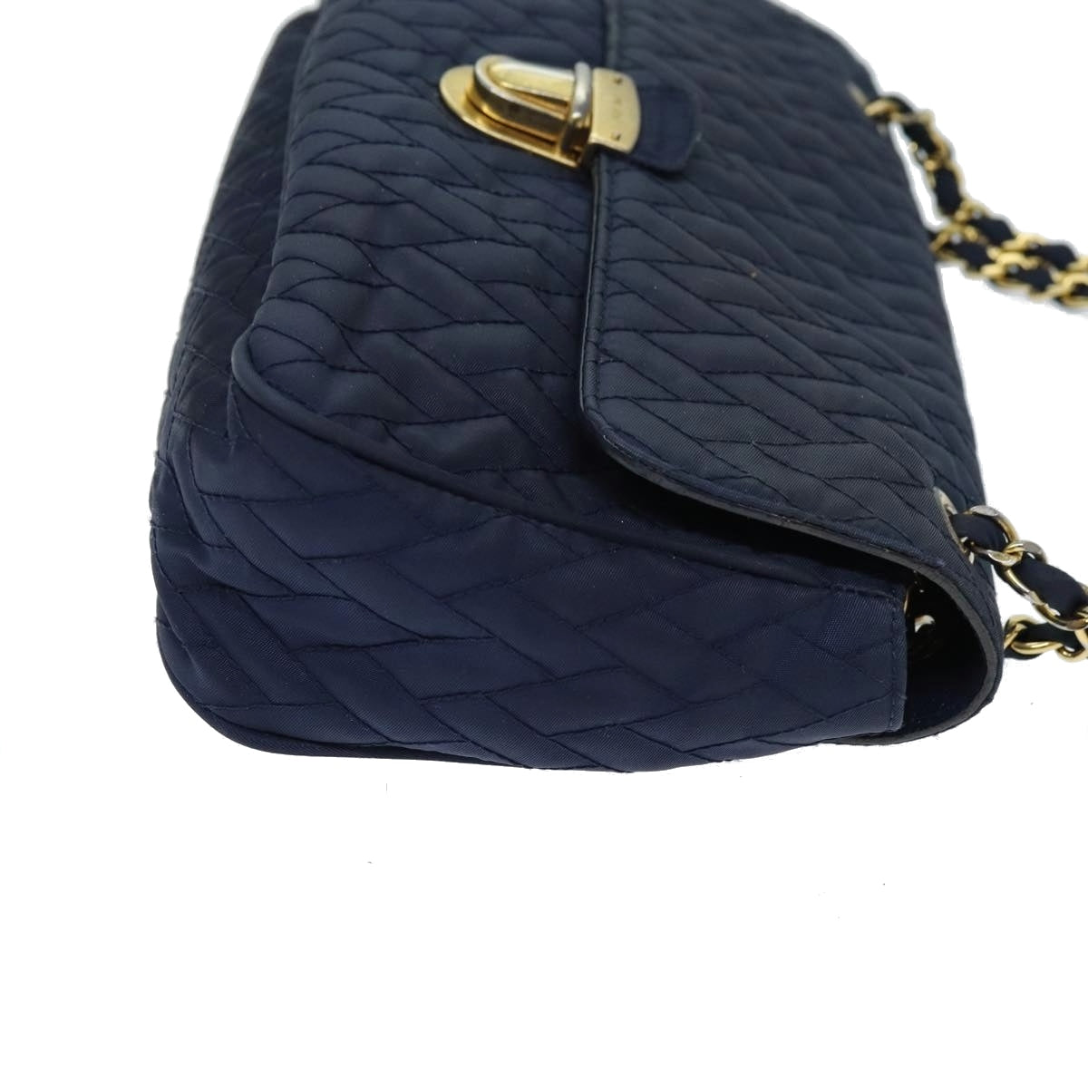 PRADA Chain Shoulder Bag Nylon Navy
