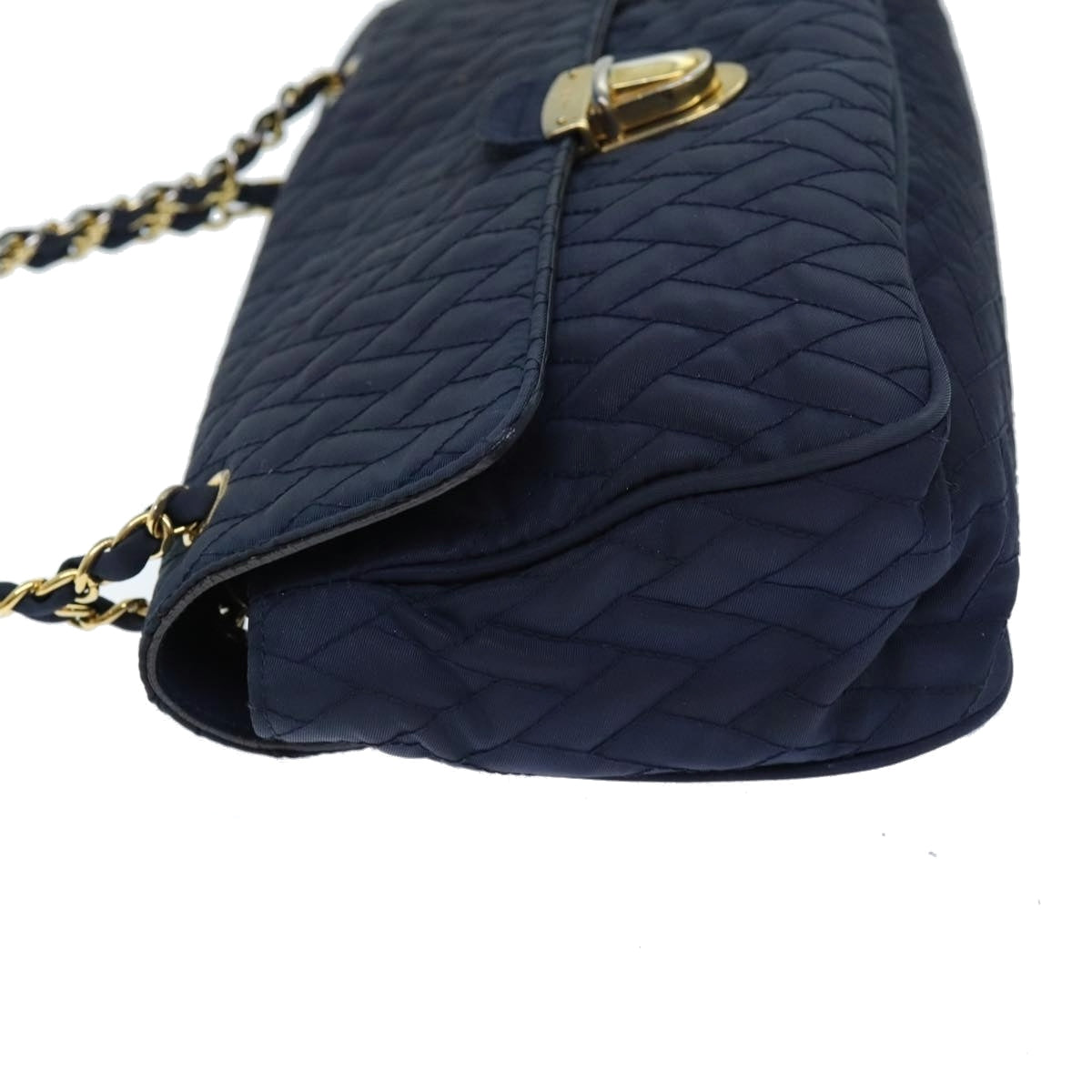 PRADA Chain Shoulder Bag Nylon Navy