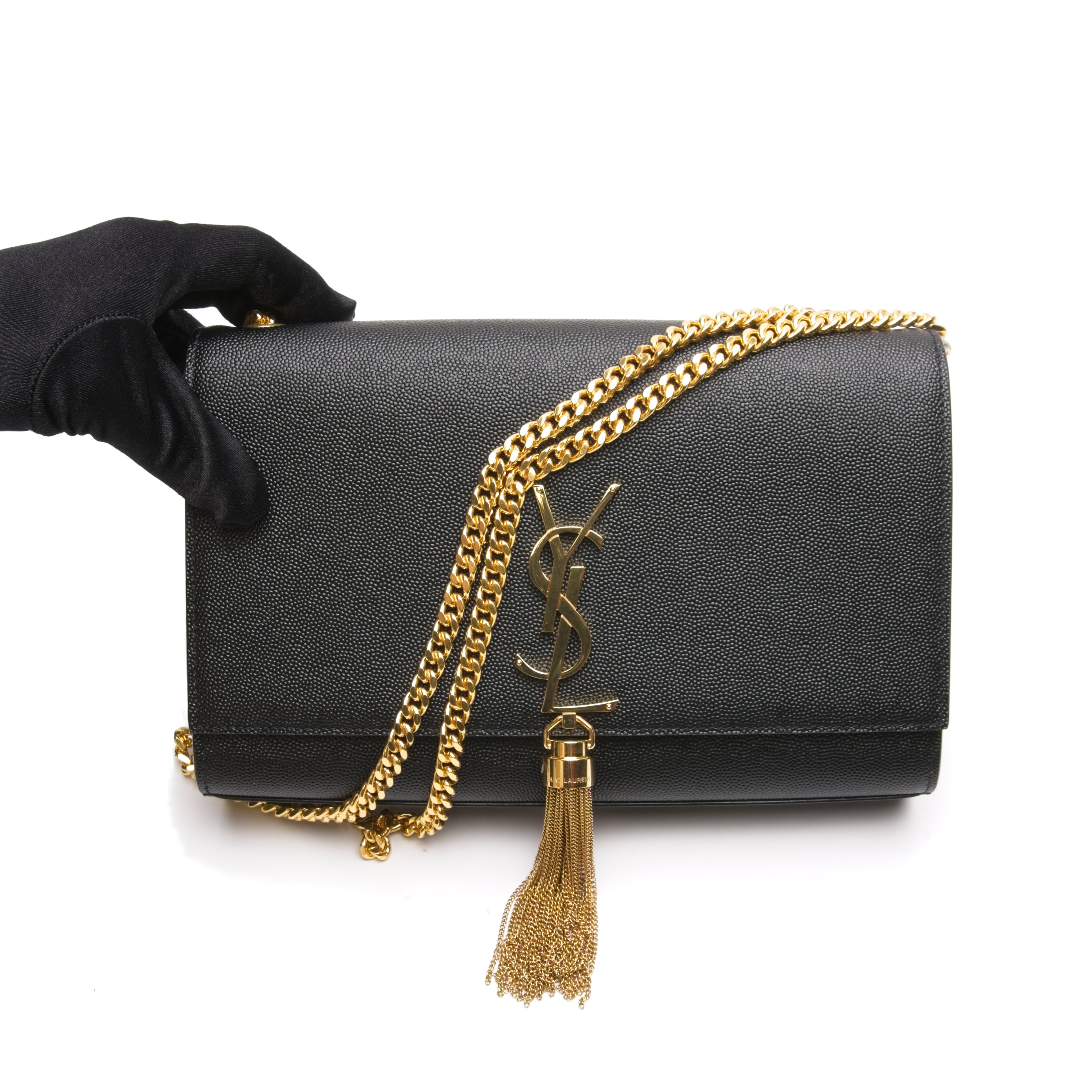Yves Saint Laurent Small Kate Tassel Chain Bag in Nero