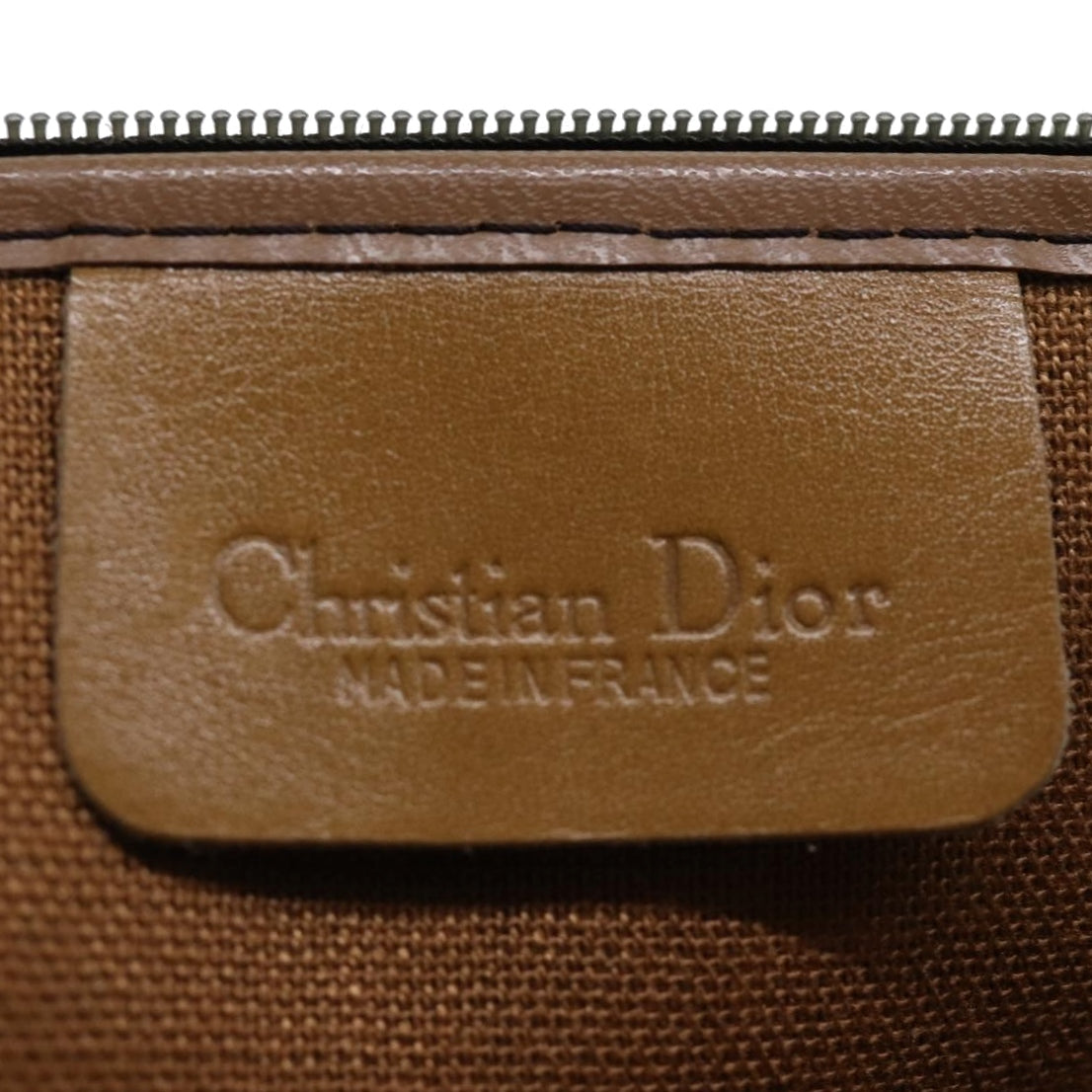 Christian Dior Honeycomb Canvas Clutch Bag PVC Leather Brown/Black