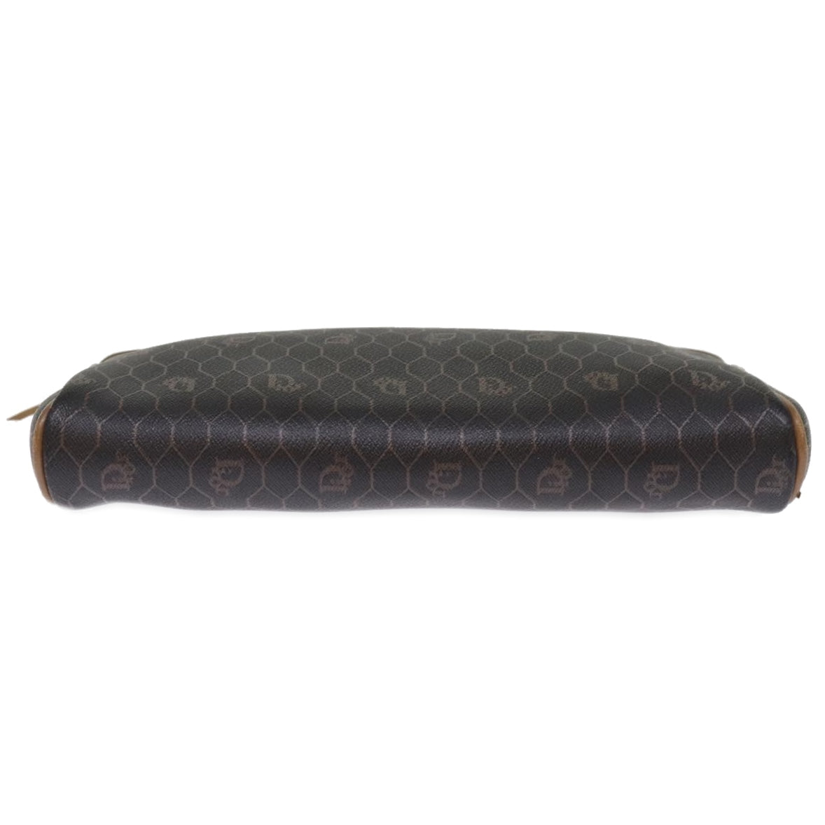 Christian Dior Honeycomb Canvas Clutch Bag PVC Leather Brown/Black