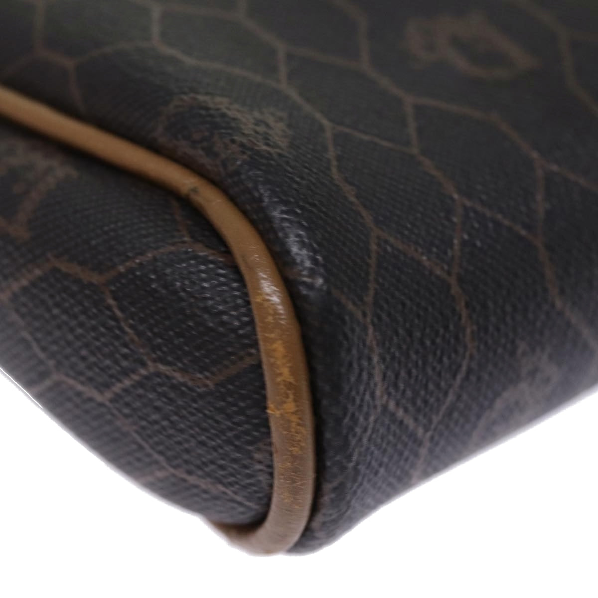 Christian Dior Honeycomb Canvas Clutch Bag PVC Leather Brown/Black