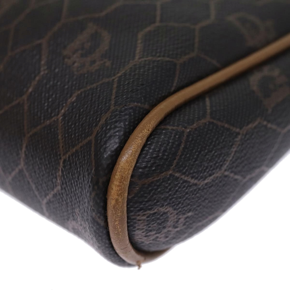 Christian Dior Honeycomb Canvas Clutch Bag PVC Leather Brown/Black