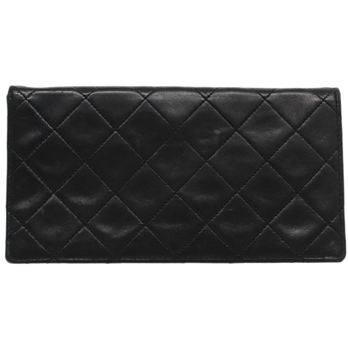 Chanel Matelasse Pouch Leather Black Gold CC