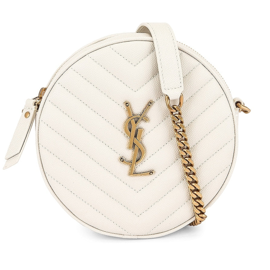 Saint Laurent Monogramme Round Bag in Cream Soft