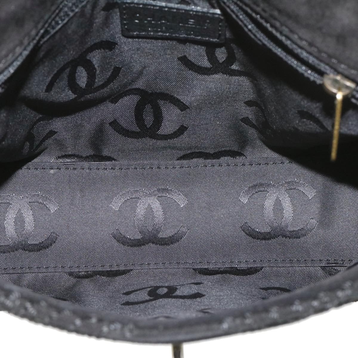 Chanel Turn Lock Shoulder Bag Suede Black CC